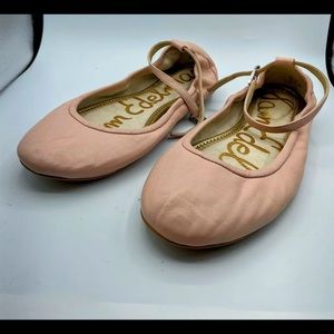 Sam Edelman Fynn Pink Leather Ankle Strap Flat Shoes Size 8.5